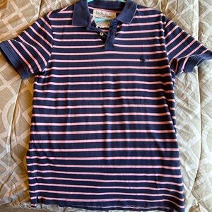 Jack Wills dark blue/pink stripe polo shirt